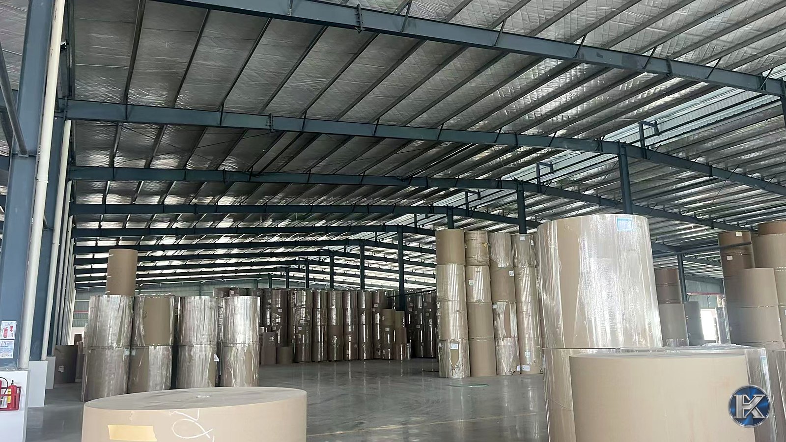 Interior of a steel logistics warehouse used for industrial storage